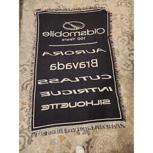 rare  Oldsmobile 100 Years Reversible Throw Blanket Aurora Cutlass Silhouette‎